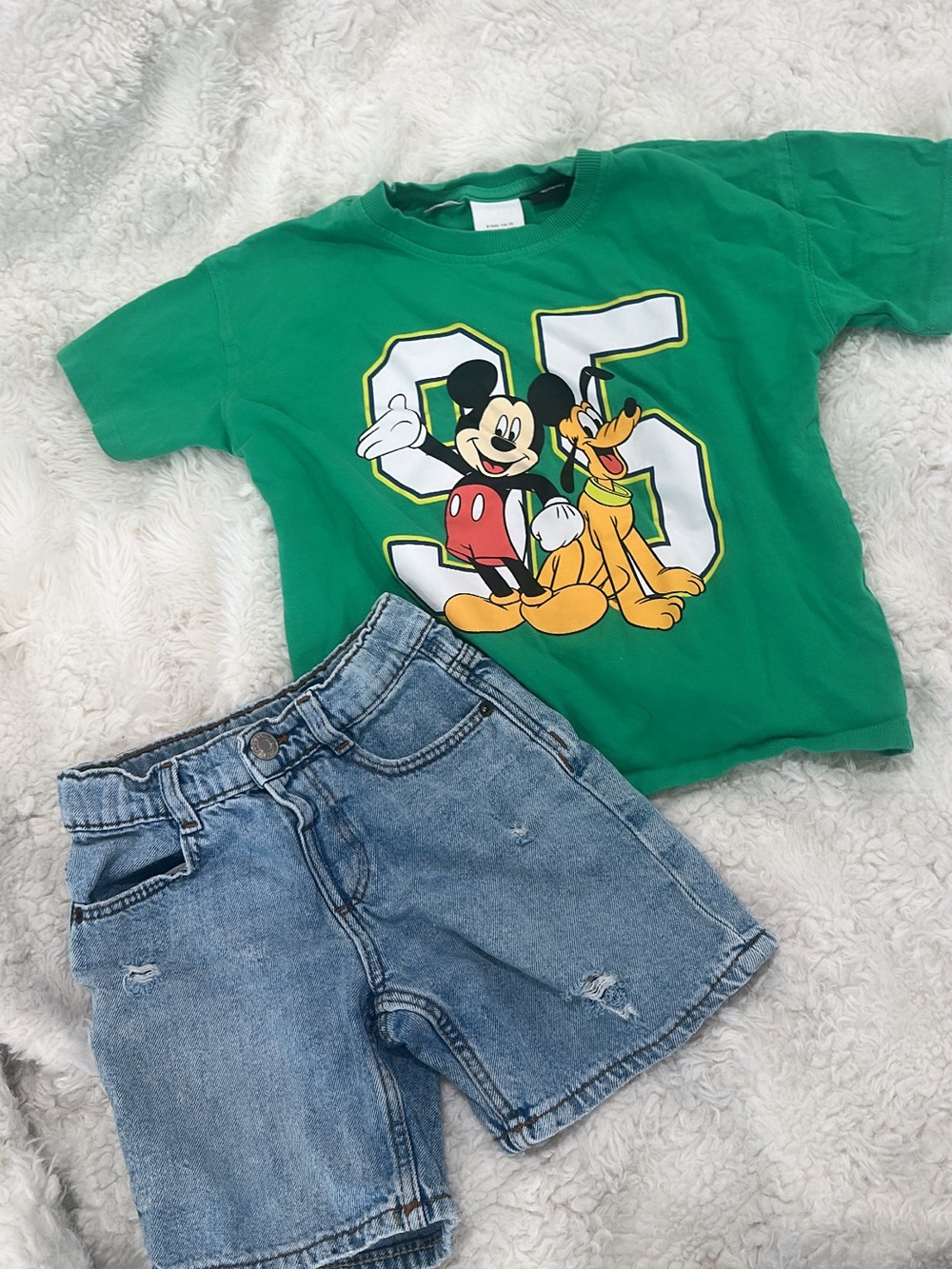 Zara Green Mickey top and shorts